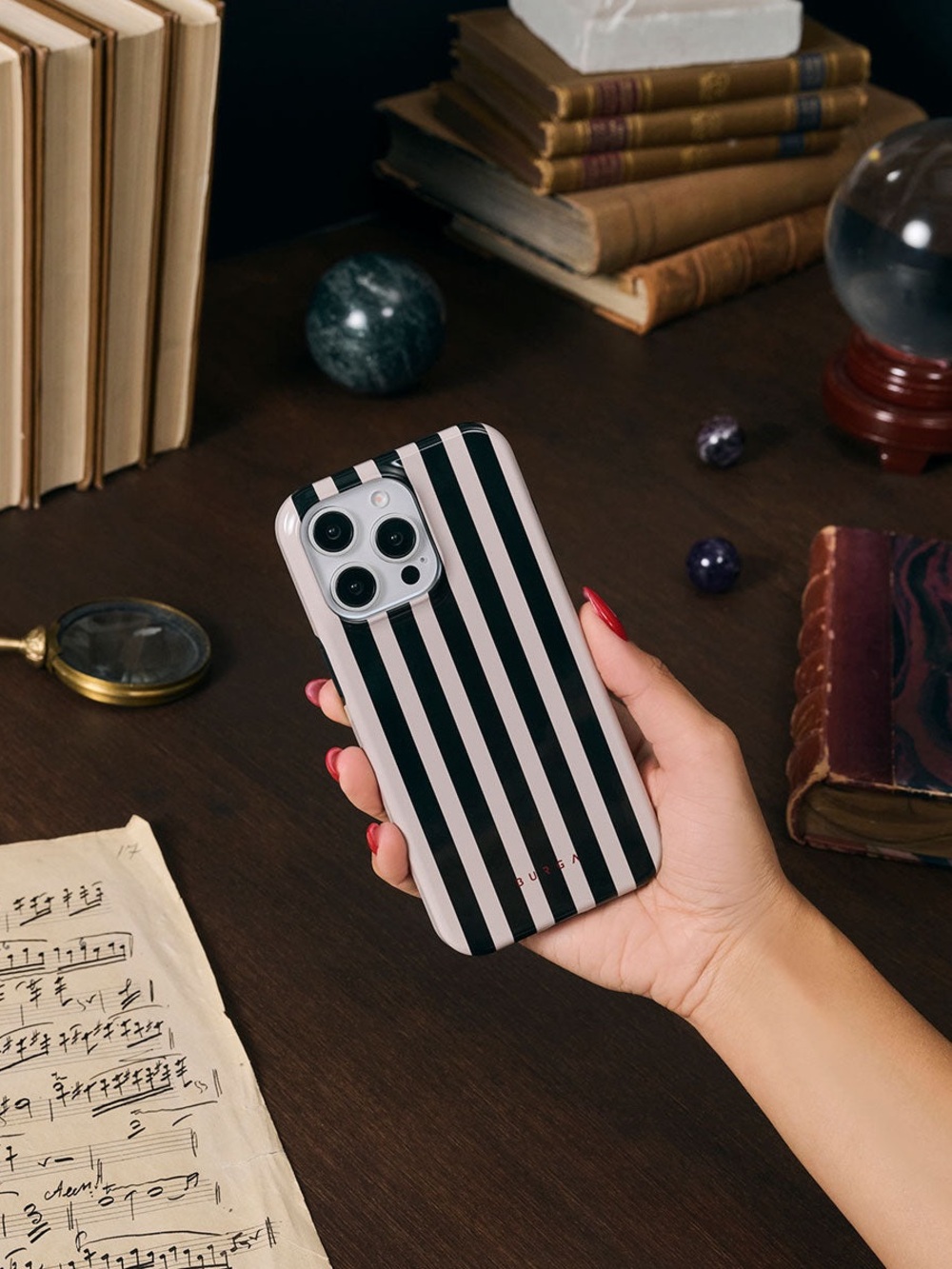 Burga | iPhone 16 pro max with MagSafe CASE | Black & White Stripe Phone Case